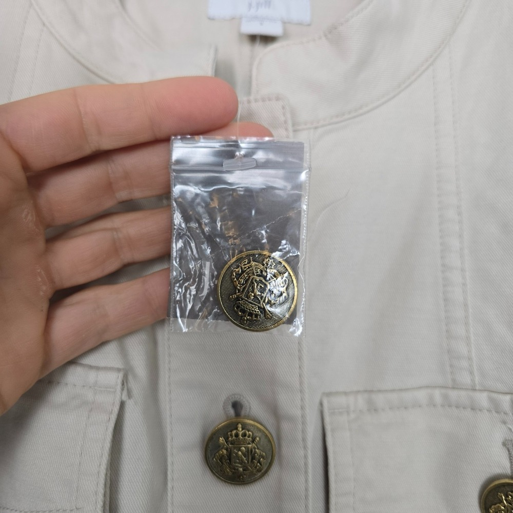 NWT J. Jill Military Peplum Jacket Women's S Beige Gold Button Preppy Classic - Picture 7 of 12